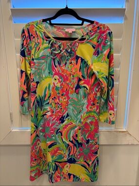 Lilly Pulitzer Neon Floral & Palm Print Shift Dress